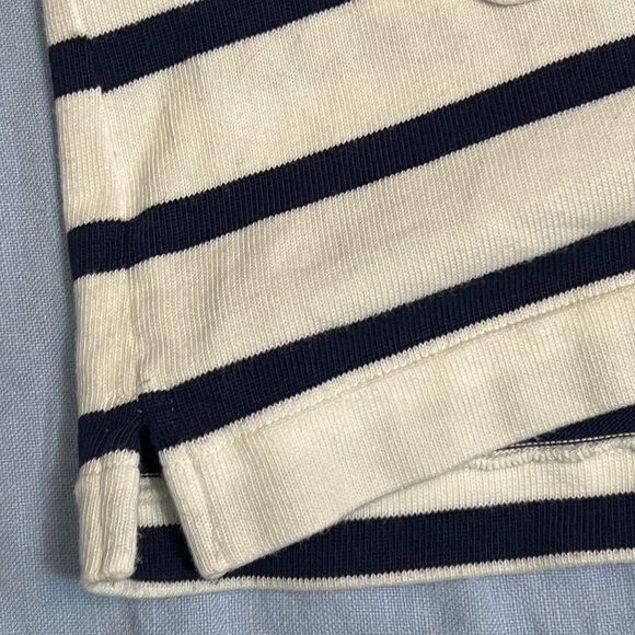 kate spade Women's Sweater White Navy Stripes Long Sleeve Size XL V-Neck Pockets - Picture 9 of 9